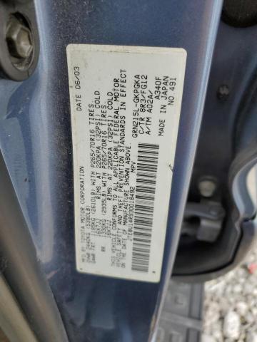 JTEBU14R930018492 - 2003 TOYOTA 4RUNNER SR5 BLUE photo 13