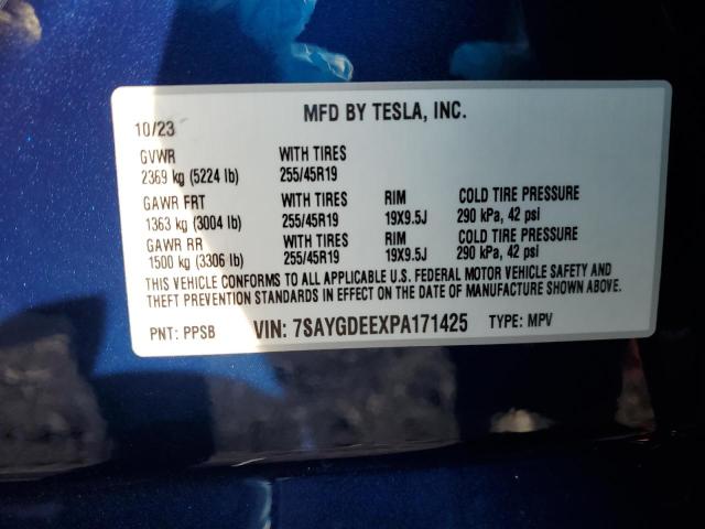 7SAYGDEEXPA171425 - 2023 TESLA MODEL Y BLUE photo 13