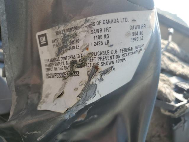 2G2WP522X51226323 - 2005 PONTIAC GRAND PRIX 灰色 照片 12