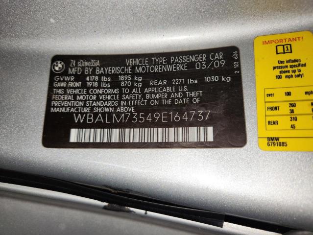 WBALM73549E164737 - 2009 BMW Z4 SDRIVE35I SILVER photo 12