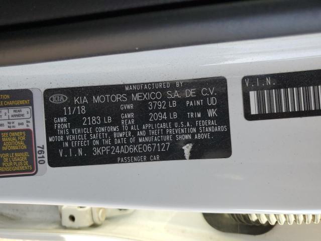 3KPF24AD6KE067127 - 2019 KIA FORTE FE 白色 照片 13