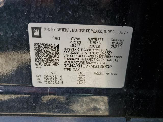 3GNAXHEV7MS138630 - 2021 CHEVROLET EQUINOX LS BLUE photo 13