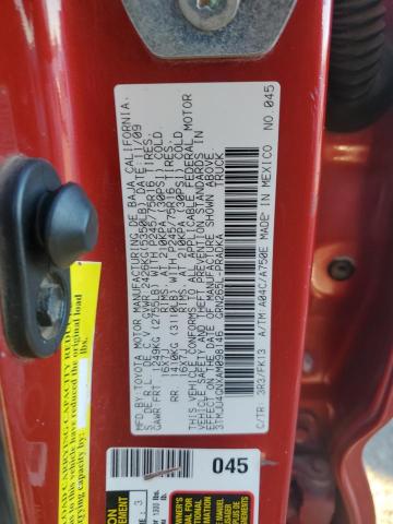 3TMJU4GNXAM098146 - 2010 TOYOTA TACOMA DOUBLE CAB PRERUNNER RED photo 12