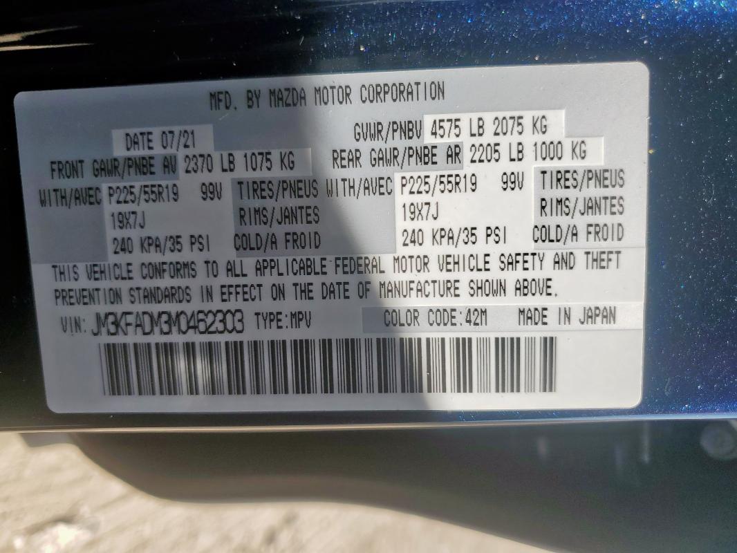 JM3KFADM3M0462303 - 2021 MAZDA CX-5 GRAND TOURING BLUE photo 13