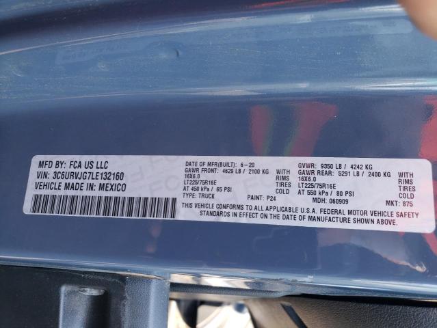 3C6URVJG7LE132160 - 2020 RAM PROMASTER 3500 HIGH Azul foto 13