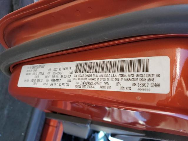 1J4FA24129L734571 - 2009 JEEP WRANGLER X ORANGE photo 12
