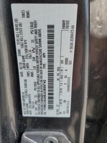 1FMCU9J98JUB69742 - 2018 FORD ESCAPE TITANIUM Сірий фото 13