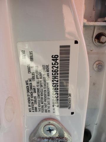 2HGES16512H562546 - 2002 HONDA CIVIC LX WHITE photo 12