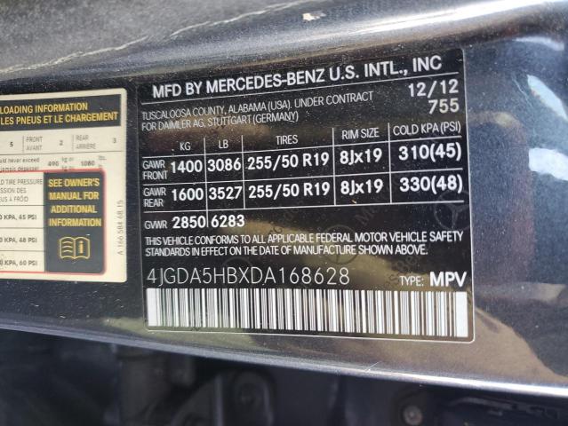 4JGDA5HBXDA168628 - 2013 MERCEDES-BENZ ML 350 4MATIC GRAY photo 13