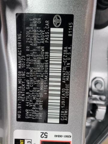 4T1G11AK3RU864138 - 2024 TOYOTA CAMRY SE NIGHT SHADE SILVER photo 13