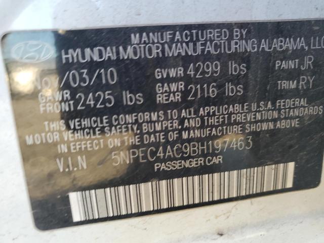 5NPEC4AC9BH197463 - 2011 HYUNDAI SONATA SE WHITE photo 12