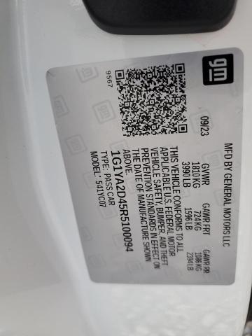 1G1YA2D45R5100094 - 2024 CHEVROLET CORVETTE STINGRAY 1LT WHITE photo 13