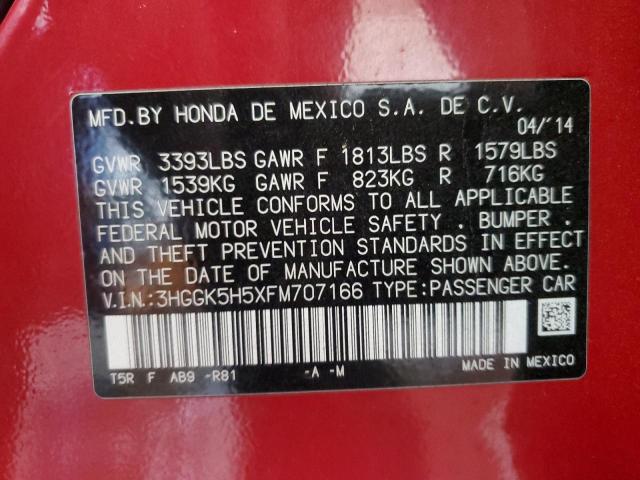 3HGGK5H5XFM707166 - 2015 HONDA FIT LX RED photo 13