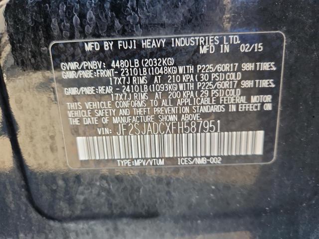 JF2SJADCXFH587951 - 2015 SUBARU FORESTER 2.5I PREMIUM BLACK photo 13