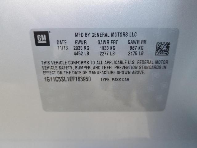 1G11C5SL1EF163950 - 2014 CHEVROLET MALIBU 1LT ვერცხლისფერი ფოტო 13