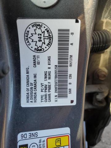 2HHFD5F77BH201258 - 2011 ACURA CSX TECHNOLOGY Gris photo 13