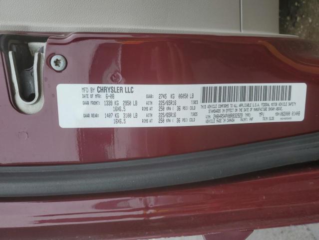 2A8HR54P08R832929 - 2008 CHRYSLER TOWN & COU TOURING MAROON photo 13