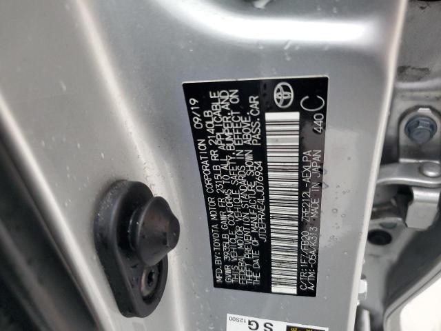 JTDEPRAE4LJ076934 - 2020 TOYOTA COROLLA LE SILVER photo 12