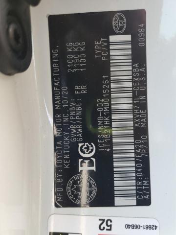 4T1B21HK1MU015261 - 2021 TOYOTA CAMRY XLE WHITE photo 13