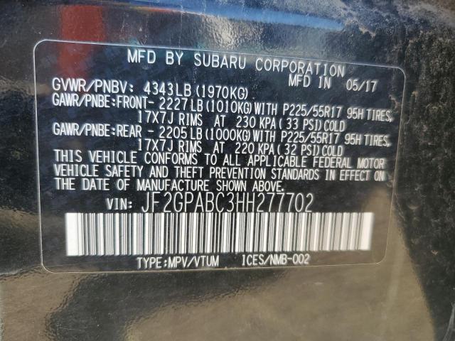 JF2GPABC3HH277702 - 2017 SUBARU CROSSTREK PREMIUM BLACK photo 14