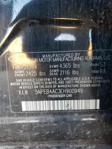 5NPEB4AC3EH900949 - 2014 HYUNDAI SONATA GLS BLACK photo 13