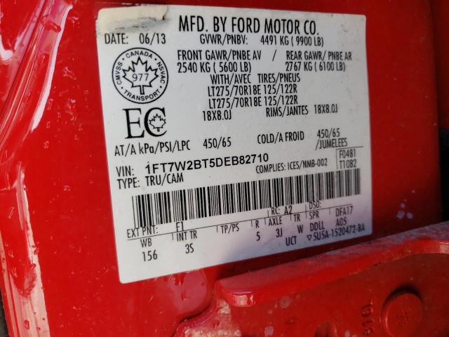 1FT7W2BT5DEB82710 - 2013 FORD F250 SUPER DUTY RED photo 12