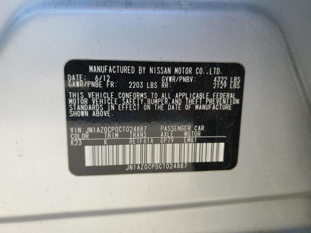 JN1AZ0CP0CT024887 - 2012 NISSAN LEAF SV SILVER photo 12