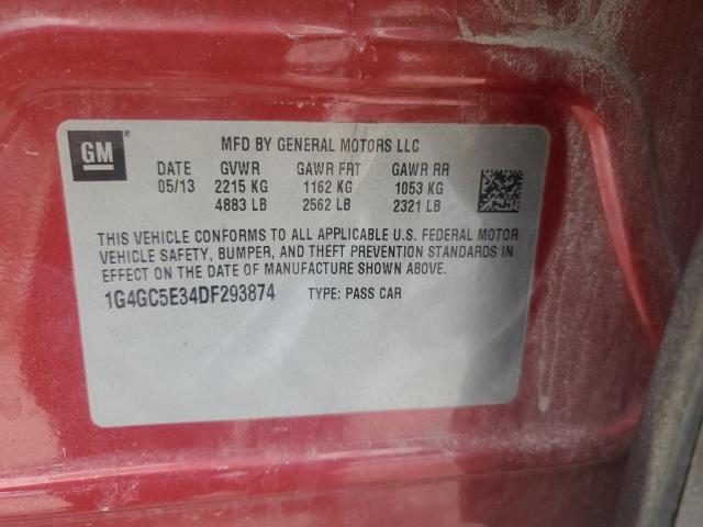 1G4GC5E34DF293874 - 2013 BUICK LACROSSE RED photo 12