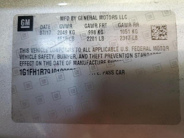 1G1FH1R79J0109253 - 2018 CHEVROLET CAMARO SS SILVER photo 12