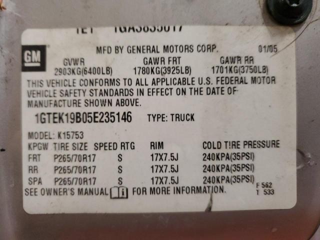 1GTEK19B05E235146 - 2005 GMC NEW SIERRA K1500 TAN photo 12