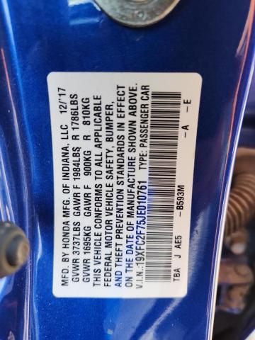 19XFC2F75JE010761 - 2018 HONDA CIVIC EX BLUE photo 12