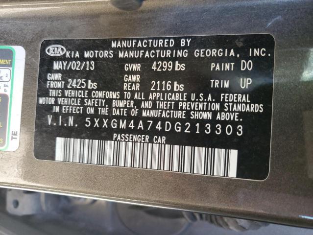 5XXGM4A74DG213303 - 2013 KIA OPTIMA LX GRAY photo 13