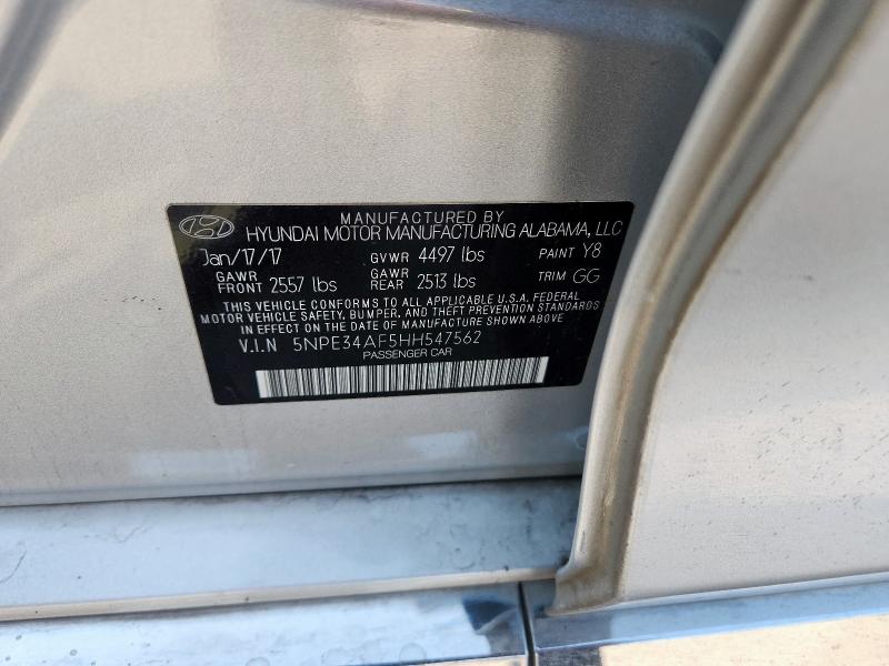 5NPE34AF5HH547562 - 2017 HYUNDAI SONATA SPORT 银色 照片 12