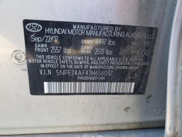 5NPE24AF4JH656037 - 2018 HYUNDAI SONATA SE SILVER photo 12