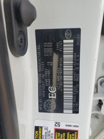 4T1B21HK7NU016724 - 2022 TOYOTA CAMRY XLE თეთრი ფოტო 13