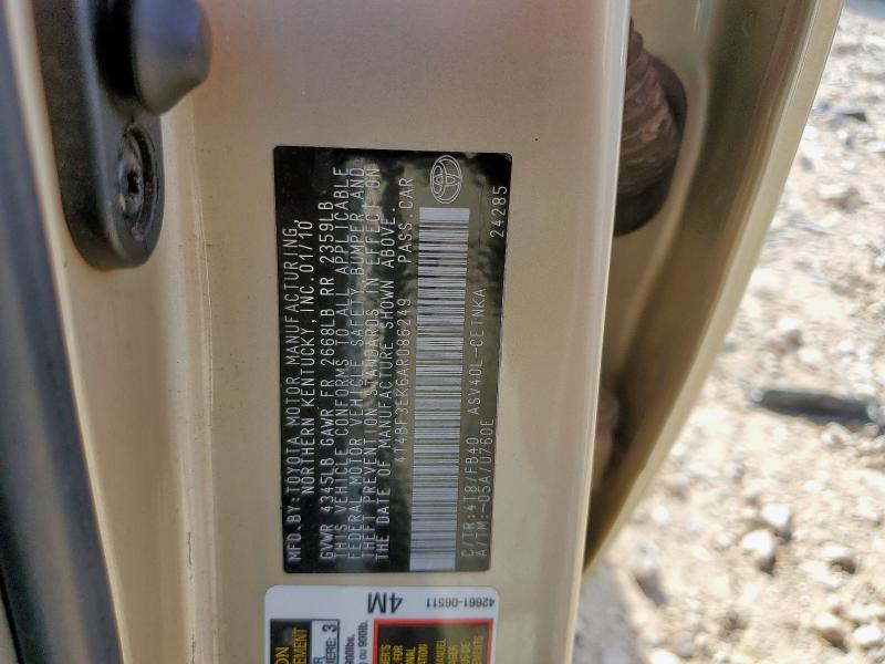 4T4BF3EK6AR086249 - 2010 TOYOTA CAMRY BASE 米色 照片 13