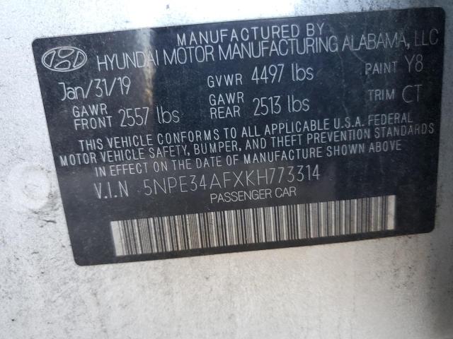 5NPE34AFXKH773314 - 2019 HYUNDAI SONATA LIMITED ვერცხლისფერი ფოტო 12