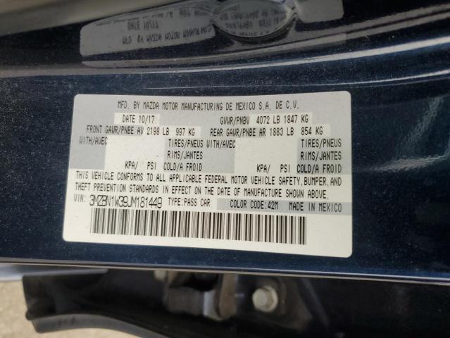 3MZBN1W39JM181449 - 2018 MAZDA 3 GRAND TOURING BLUE photo 13