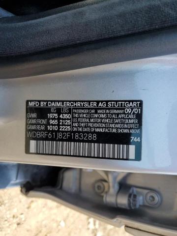 WDBRF61J82F183288 - 2002 MERCEDES-BENZ C 240 SILVER photo 12