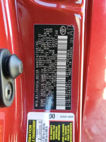 2T1BURHEXFC454756 - 2015 TOYOTA COROLLA L RED photo 13