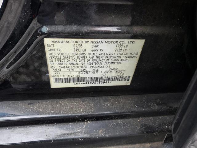 1N4BA41E28C839624 - 2008 NISSAN MAXIMA SE BLACK photo 12