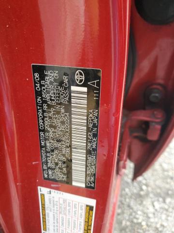 JTDBL40E59J020254 - 2009 TOYOTA COROLLA BASE RED photo 12