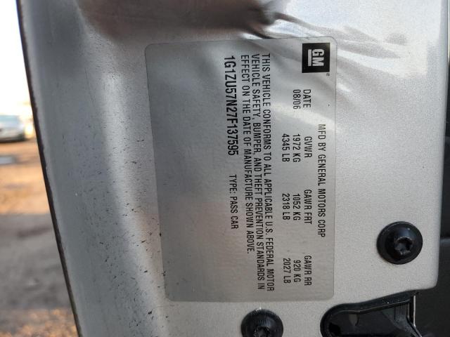 1G1ZU57N27F137595 - 2007 CHEVROLET MALIBU LTZ ვერცხლისფერი ფოტო 13