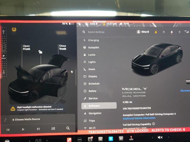 7SAYGDEE1TA394723 - 2026 TESLA MODEL Y 黑色 照片 9