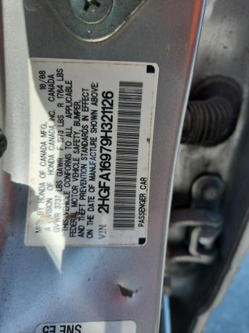 2HGFA16979H321126 - 2009 HONDA CIVIC EXL 灰色 照片 12