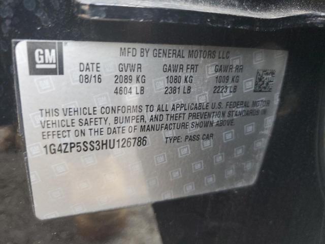 1G4ZP5SS3HU126786 - 2017 BUICK LACROSSE ESSENCE შავი ფოტო 12