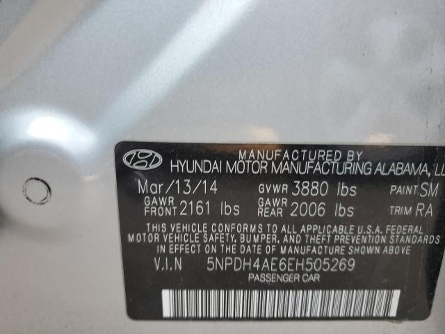 5NPDH4AE6EH505269 - 2014 HYUNDAI ELANTRA SE SILVER photo 12