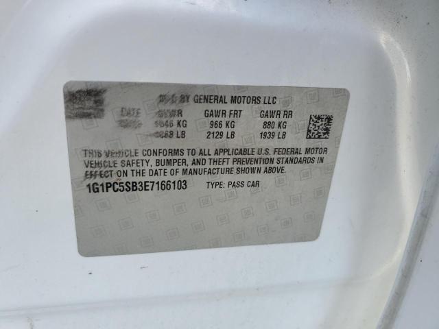 1G1PC5SB3E7166103 - 2014 CHEVROLET CRUZE LT Ақ фото 12