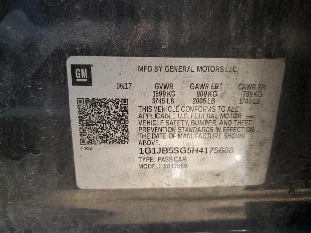 1G1JB5SG5H4175668 - 2017 CHEVROLET SONIC LS CHARCOAL photo 12