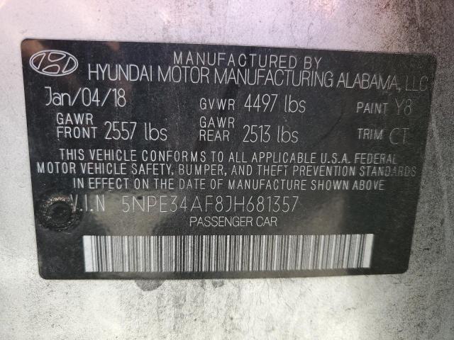 5NPE34AF8JH681357 - 2018 HYUNDAI SONATA SPORT 银色 照片 12